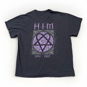 HIM Goth Rock Band Tour Black T-Shirt Size XL Bam Grunge Skater